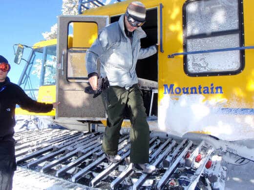 Snowcat dropping us off on Lightning Ridge