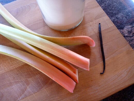 Rhubarb, sugar and vanilla bean