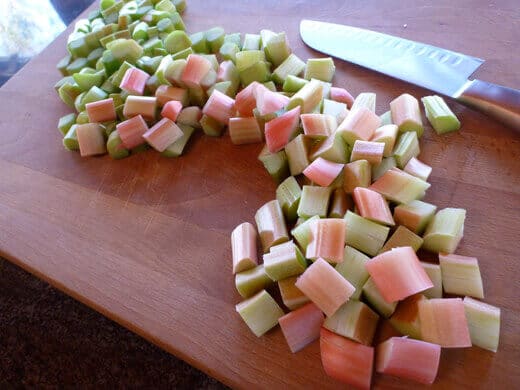 Chop rhubarb into small chunks