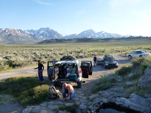 Natural hot springs in the Long Valley Caldera