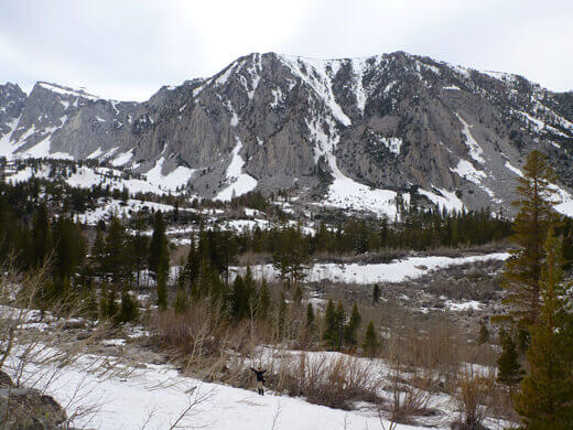 Big snow mounds turned into snow fields