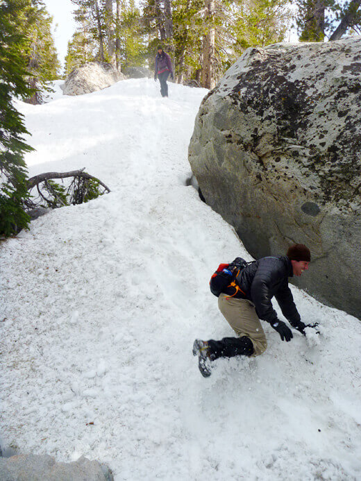 Snow holes sneak up on you at almost every turn