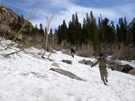 Glissading down icy hills