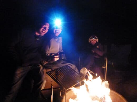 Wine and s'mores around the campfire