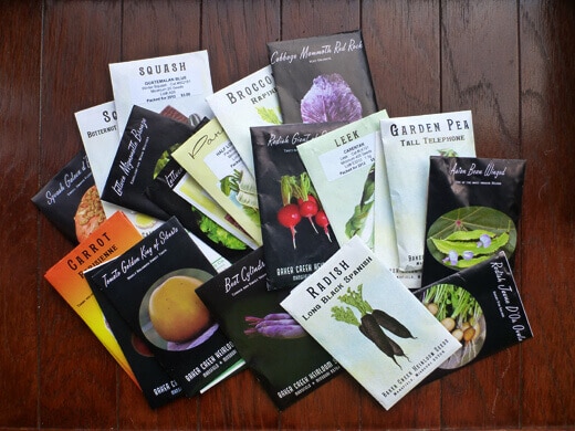 Packets of autumn seeds