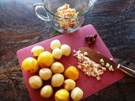 Peel, pit, and finely chop the peaches