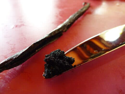 Split and scraped vanilla bean