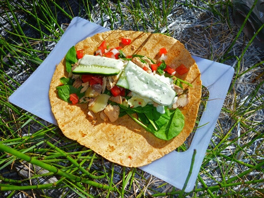Fresh tuna wraps on the river