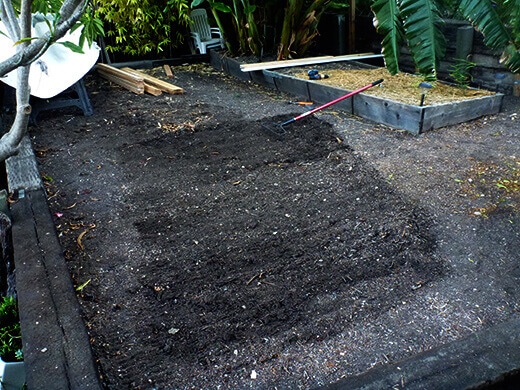 Raking out the dirt