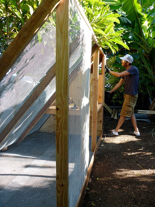 Attaching hardware cloth to the framing
