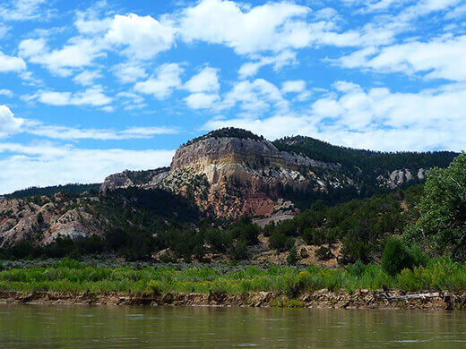 Striated cliffs in the canyon