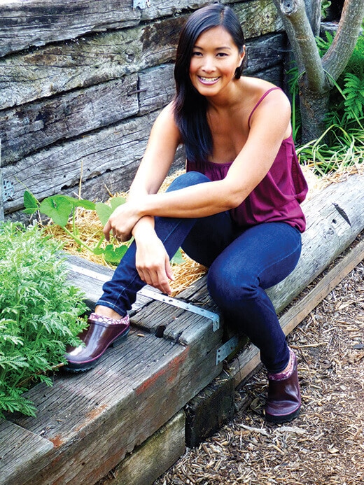 Wearing the Bogs Rose clogs
