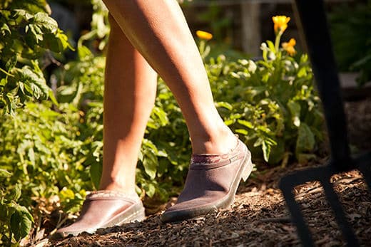 Wearing the Bogs Rose clogs