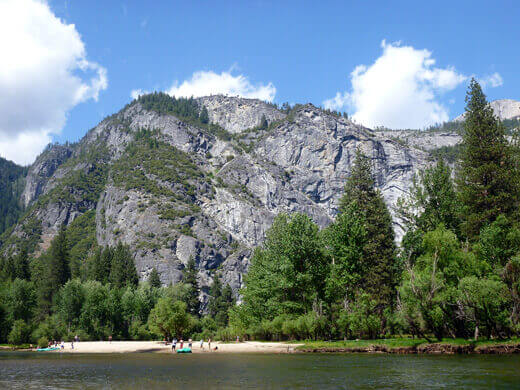 Sandy beach on the bank of the Merced