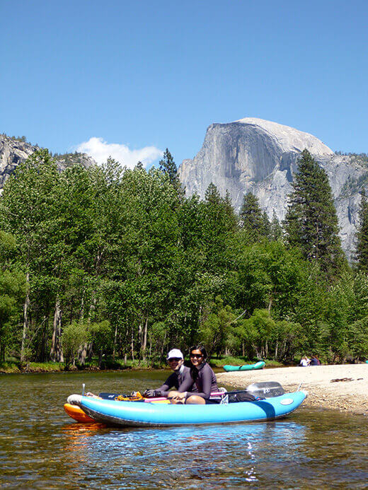 Kayakers in front of Half Dome