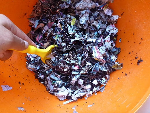 Mix everything together to create your worm bedding