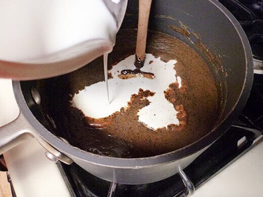 Turn off heat and add remaining cup of cold heavy cream