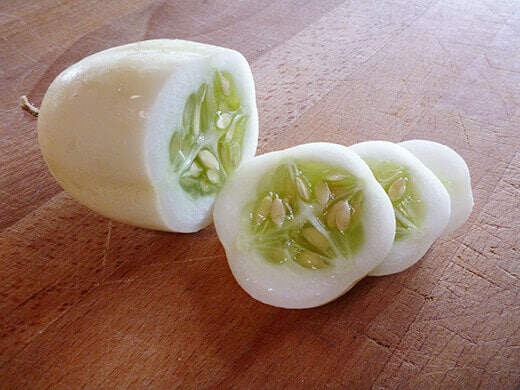 Dragon's Egg cucumber with seedy white flesh