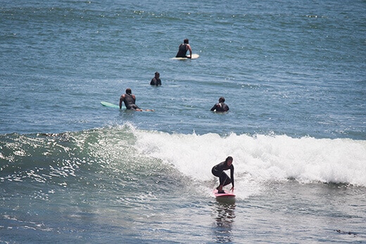 Taking off on a wave in Baja