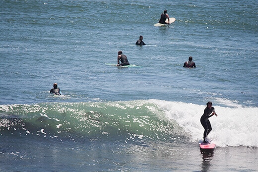 Taking off on a wave in Baja