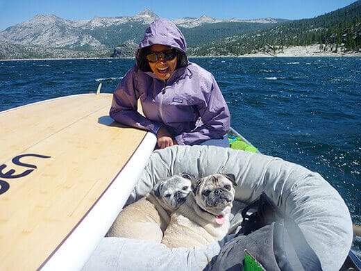 Boat trip across Florence Lake to our campsite