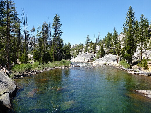 South Fork San Joaquin River flowing into Florence Lake