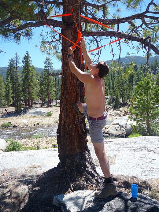 Setting up the outdoor camp shower