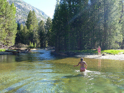 Taking a dip in the river