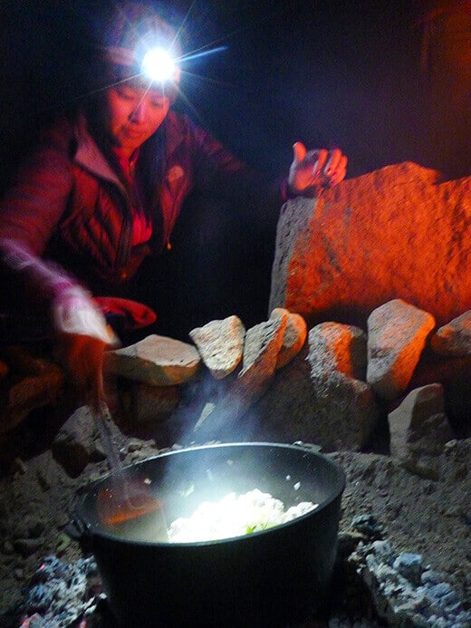 Cast iron cooking at camp