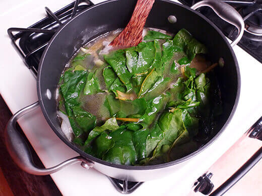 Add chard leaves