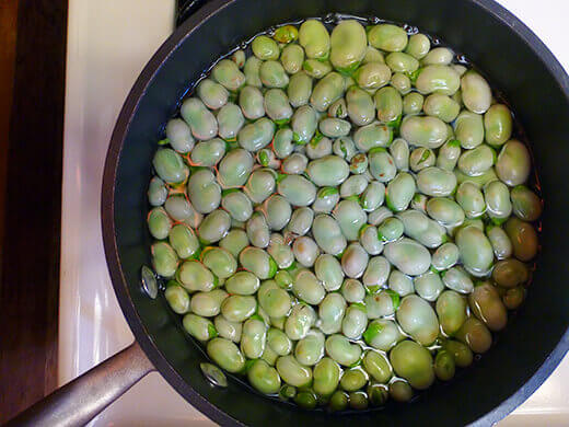 Parboil the beans to remove the waxy outer coating