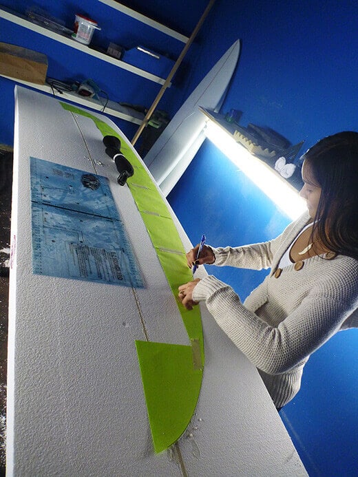 Tracing a template onto the foam