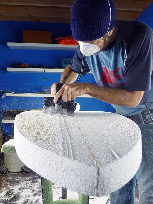 Planing the foam to the proper thickness