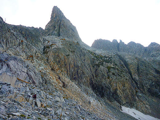 Down climbing the Minarets