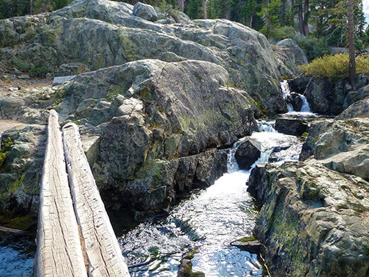 Log crossing at Shadow Creek