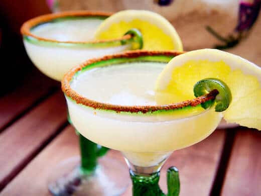 Jalapeño-grapefruit margaritas from the garden