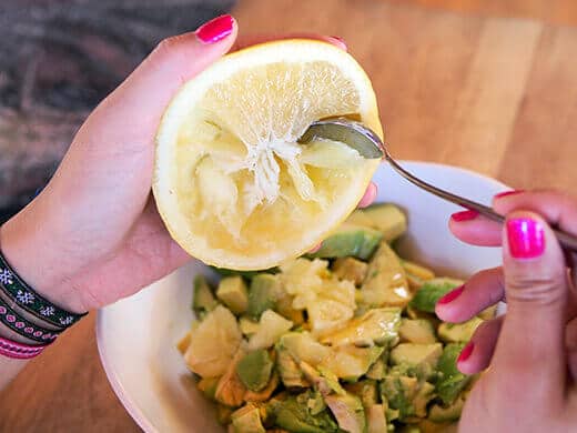 Segment the grapefruit with a serrated grapefruit spoon