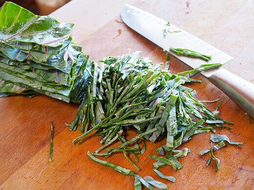 Sliced cabbage leaves