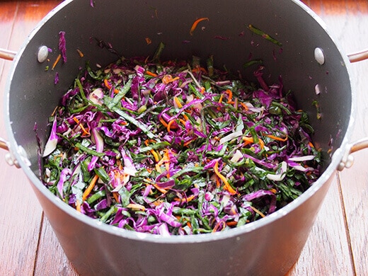 Volume of vegetables reduced to half