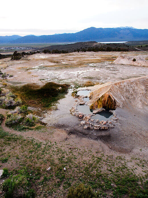 The main pools at Travertine Hot Springs