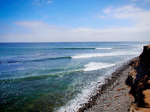Offshore winds and shoulder-high waves