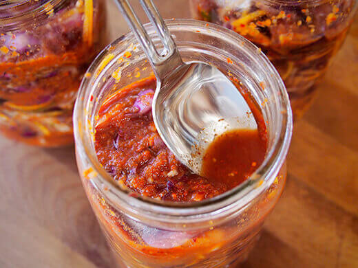 Submerge the veggies under sauce