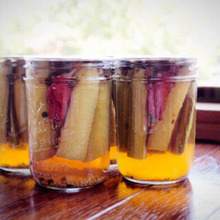 Savory rhubarb pickles