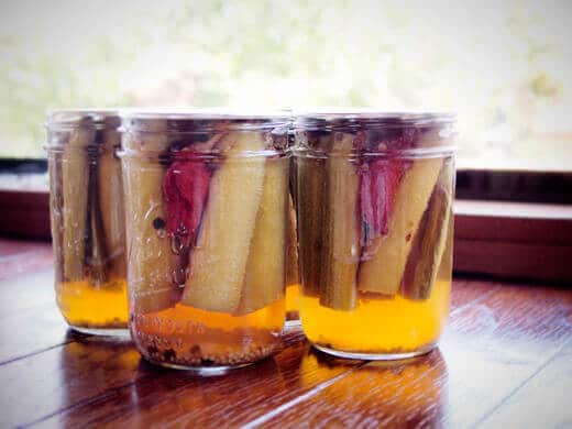 Savory rhubarb pickles
