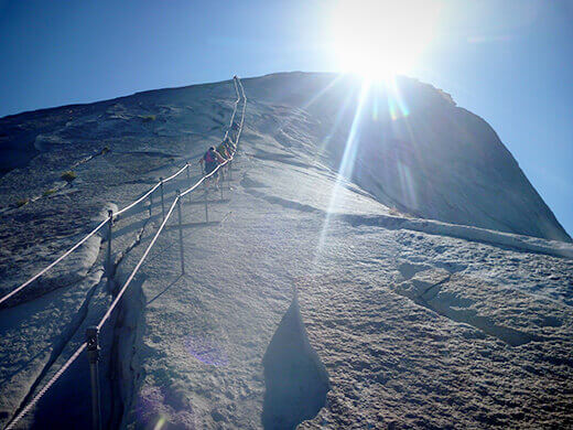 Ascending the cables on Half Dome