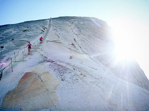 Descending the cables
