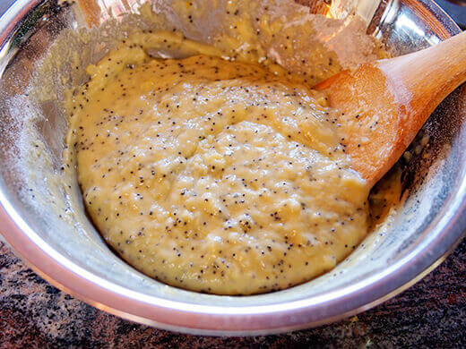 Lemon-poppy seed donut batter