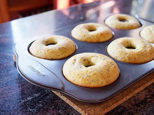 Baked donuts fresh from the oven