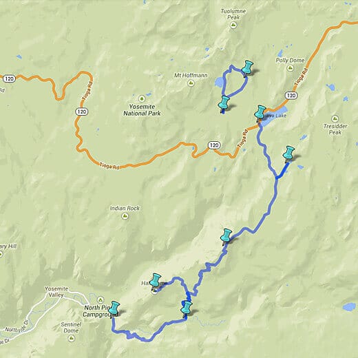 Epic Yosemite trail map