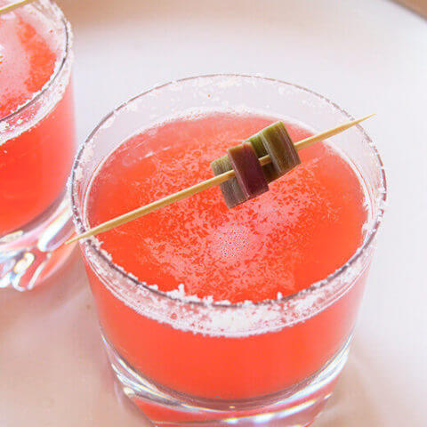Spicy rhubarb margaritas